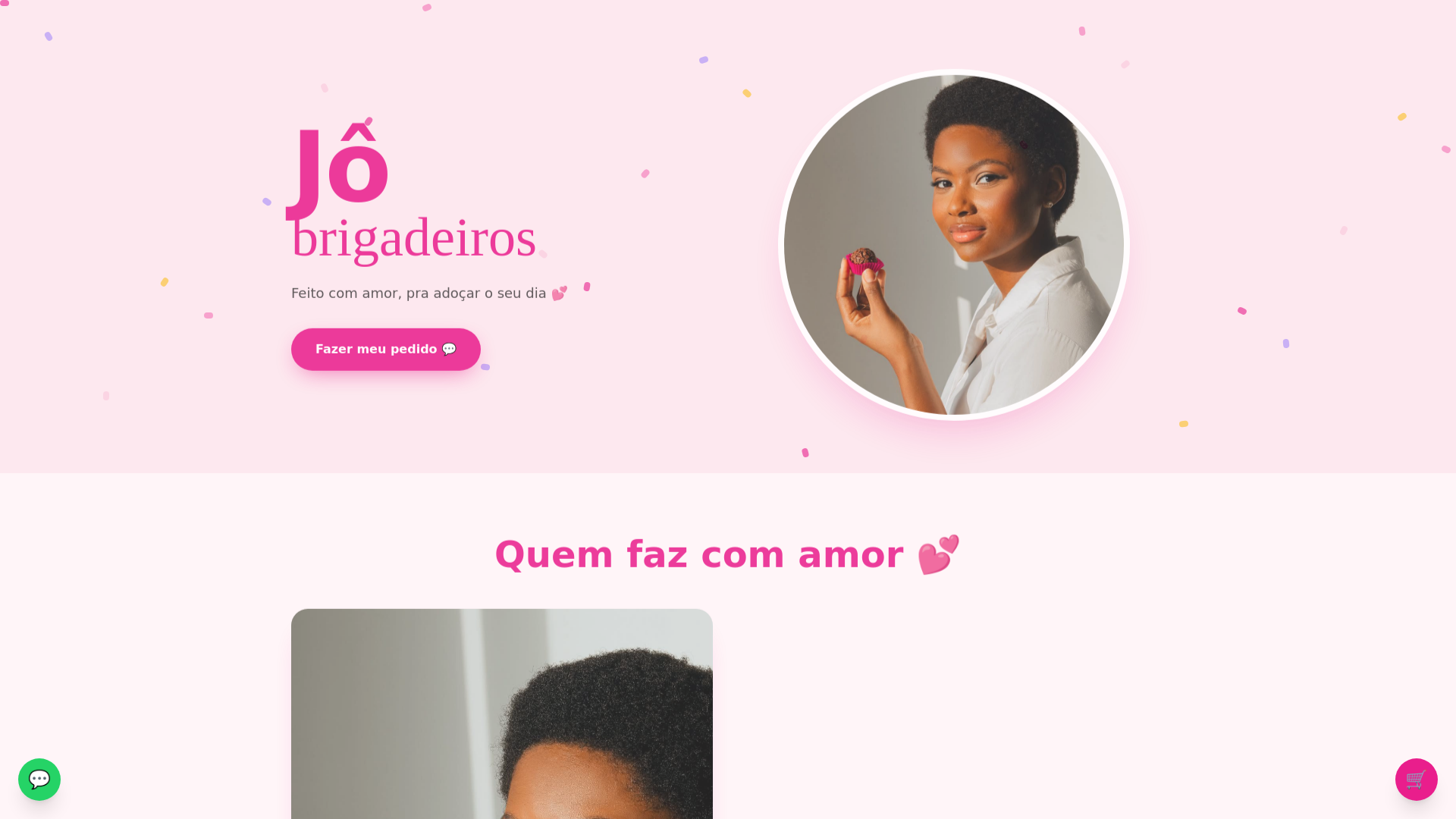 Loja de brigadeiros artesanais com pedido via WhatsApp