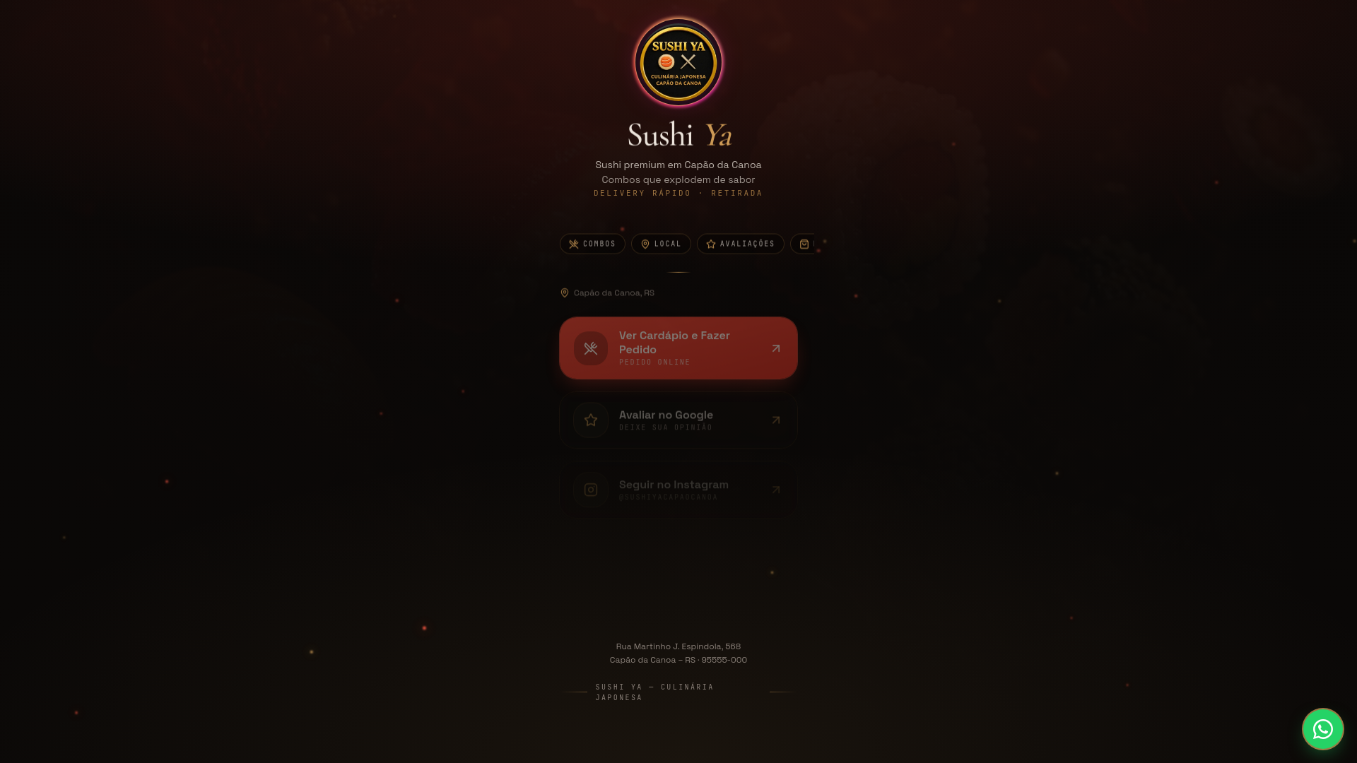 Landing page mobile do Sushi Ya acessada por QR code